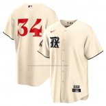 Camiseta Beisbol Hombre Texas Rangers Nolan Ryan 2023 City Connect Replica Crema