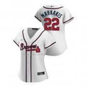 Camiseta Beisbol Mujer Atlanta Braves Nick Markakis Replica Primera 2020 Blanco