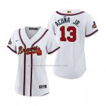 Camiseta Beisbol Mujer Atlanta Braves Ronald Acuna Jr. 2022 Gold Program Replica Blanco