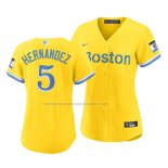 Camiseta Beisbol Mujer Boston Red Sox Enrique Hernandez 2021 City Connect Replica Oro