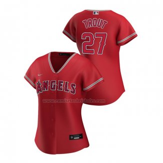 Camiseta Beisbol Mujer Los Angeles Angels Mike Trout Replica Alterno 2020 Rojo