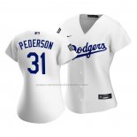 Camiseta Beisbol Mujer Los Angeles Dodgers Joc Pederson Replica Primera 2020 Blanco