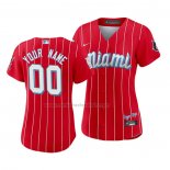 Camiseta Beisbol Mujer Miami Marlins Personalizada 2021 City Connect Sugar Kings Rojo