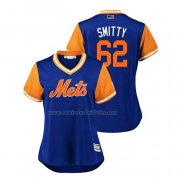 Camiseta Beisbol Mujer New York Mets Drew Smith 2018 LLWS Players Weekend Smitty Azul