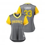 Camiseta Beisbol Mujer San Diego Padres Franchy Cordero 2018 LLWS Players Weekend Cordy Gris