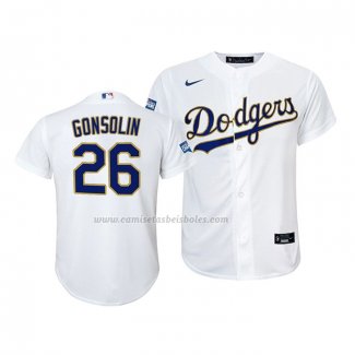 Camiseta Beisbol Nino Los Angeles Dodgers Tony Gonsolin 2021 Gold Program Replica Blanco