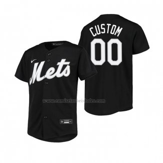 Camiseta Beisbol Nino New York Mets Personalizada Replica Negro