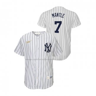 Camiseta Beisbol Nino New York Yankees Mickey Mantle Cooperstown Collection Primera Blanco